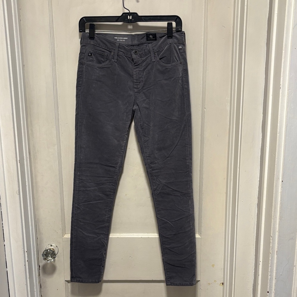 AG Adriano Goldschmied The Legging Ankle Gray Velvet Pants 27 New Without Tags